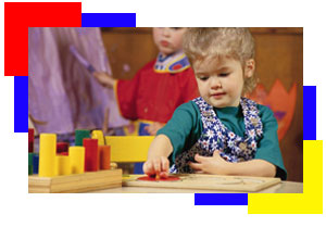 Little girl playing in the classroom